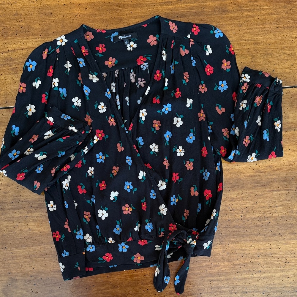 Madewell Black Floral Blouse